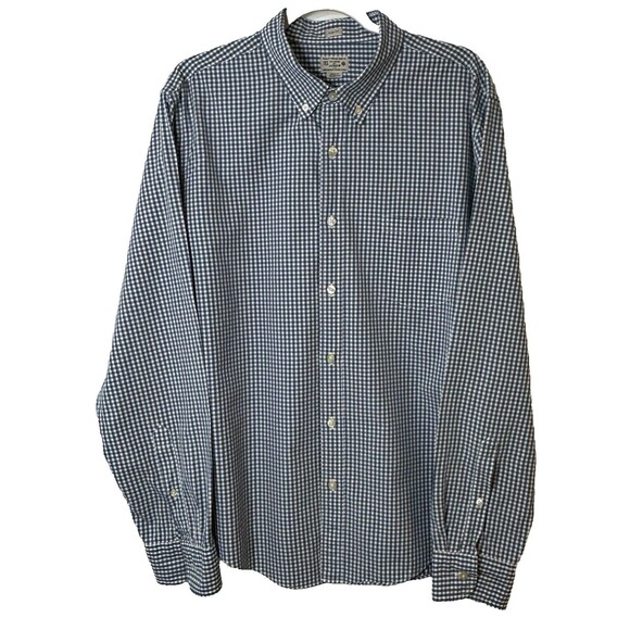 Tailored By J. Crew Shirt Slim Fit Men’s XL Blue Gingham Button Down Long Sleeve - Picture 1 of 13